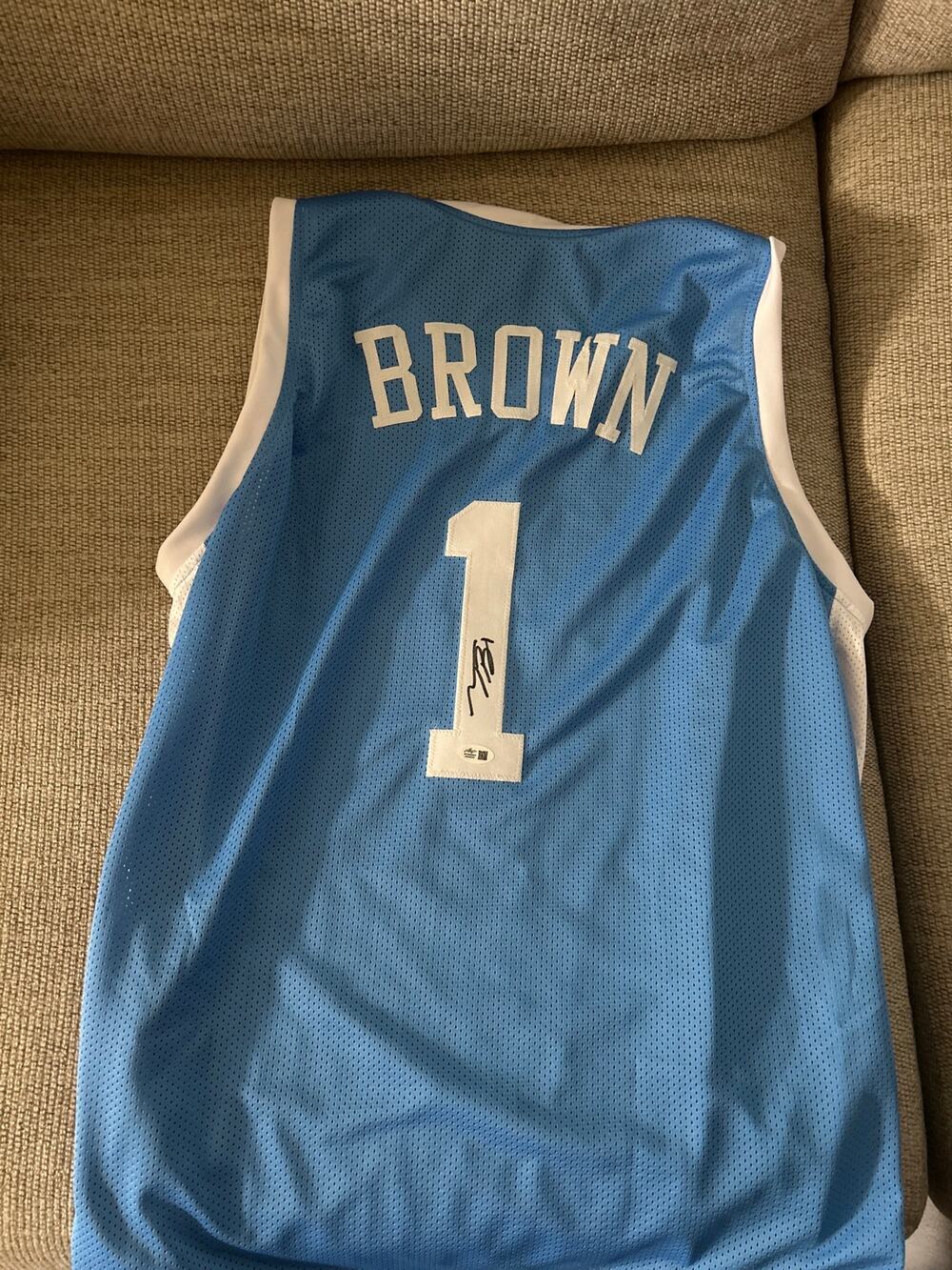 Terrence Brown North Carolina Autographed Jersey Stitched Leaf Authenticated